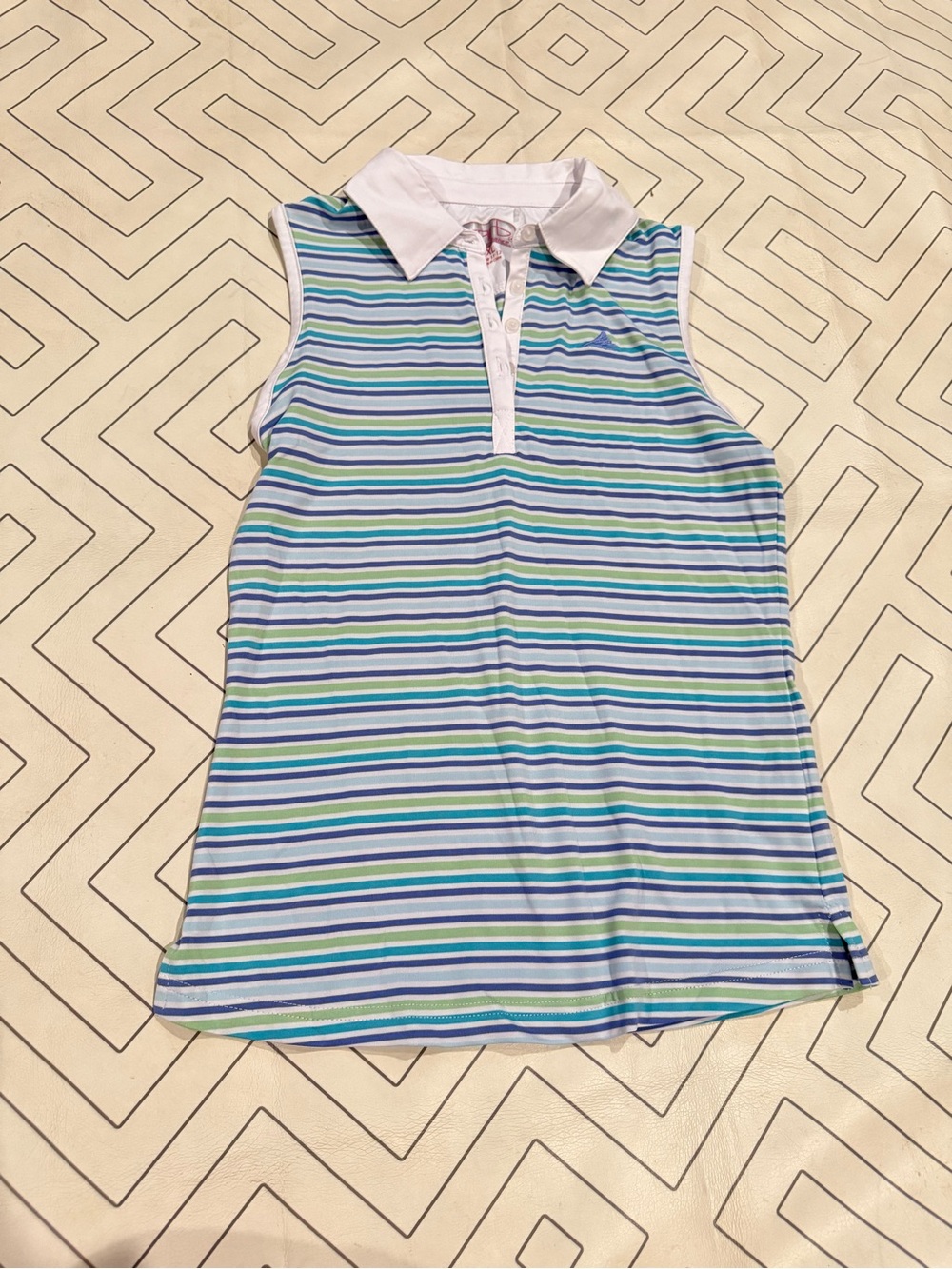 Garb Blue Striped Golf Polo Tank Top